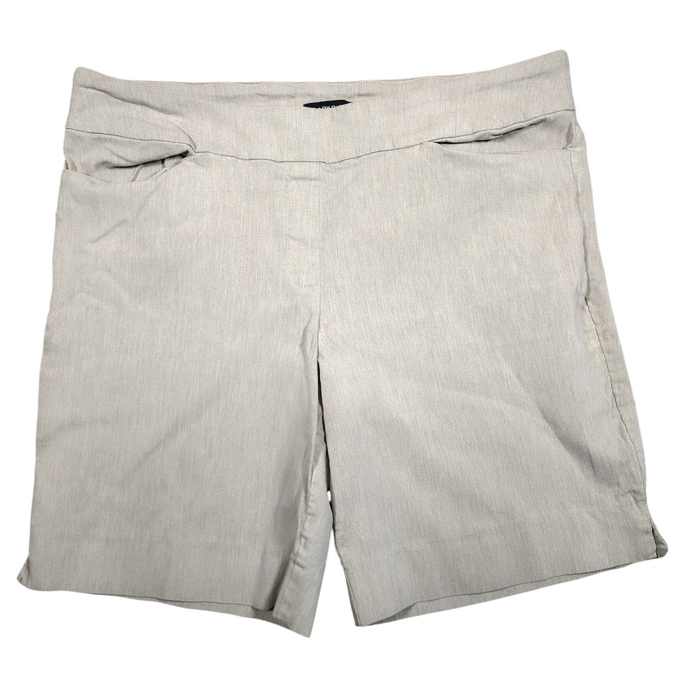 Hilary Radly Shorts Womens XL Oatmeal Heathered Pull On Rayon Blend Stretch